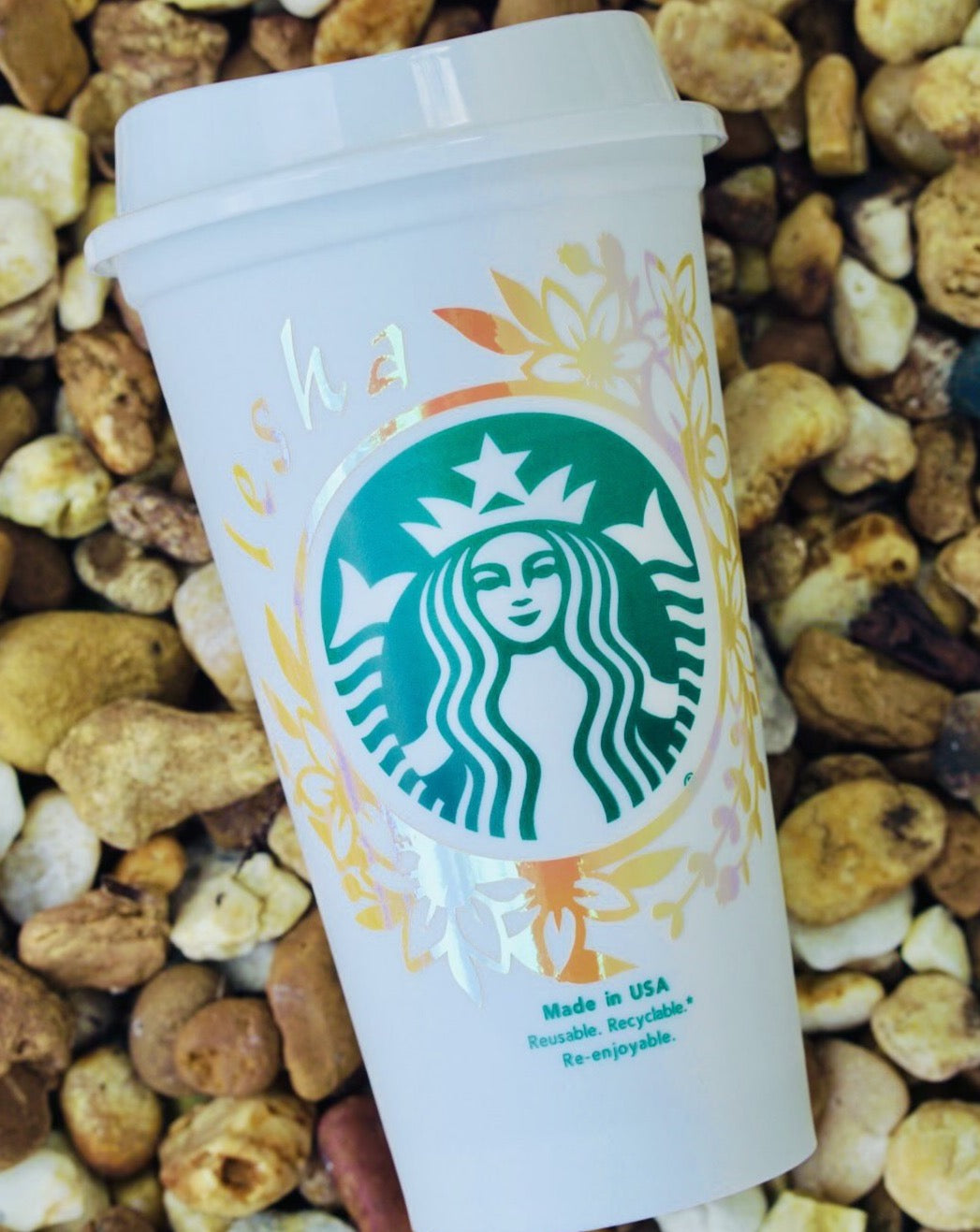 Hallographic Yellow Tone Starbuck Cup